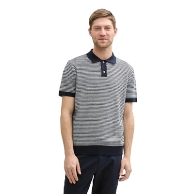 Afbeelding van TOM Tailor Poloshirt, Heren, Maat: Small, Navy white fancy stripe