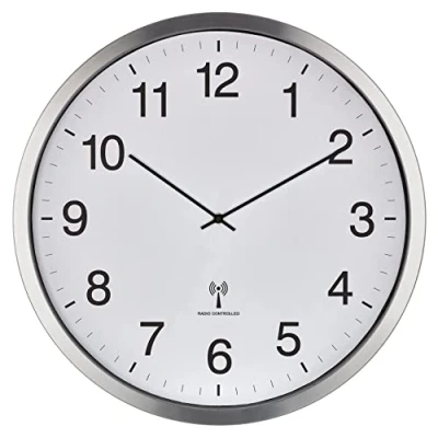 Afbeelding van TFA Dostmann 60.3548.02 Wandklok Zendergestuurd 508 mm x 65 Wit, Zilver Groot display