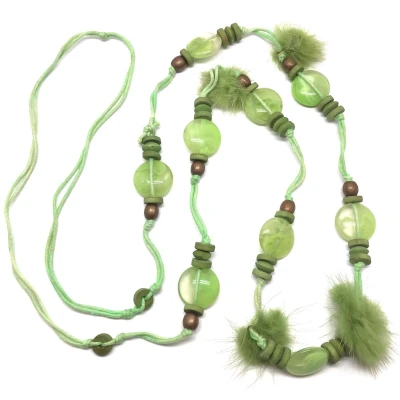 Afbeelding van Behave Lange kralen ketting groen 120 cm