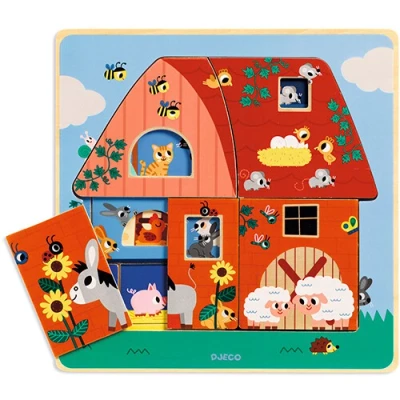 Afbeelding van Djeco puzzel boerderij chez moo 12st
