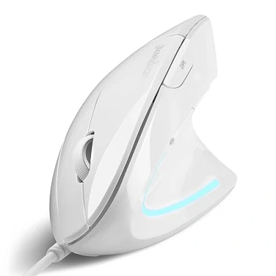 Afbeelding van perixx PERIMICE 513W Bedrade verticale USB witte muis 6 knoppen met 1000/1600 DPI Rechtshandig ontwerp