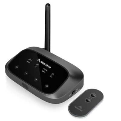 Afbeelding van Avantree Oasis Plus 2 Bluetooth 5.3 zender voor tv met afstandsbediening volumeregeling hoofdtelefoon, aptX adaptive, soundbar pass through, optische of AUX aansluitingen bij tv&#039;s