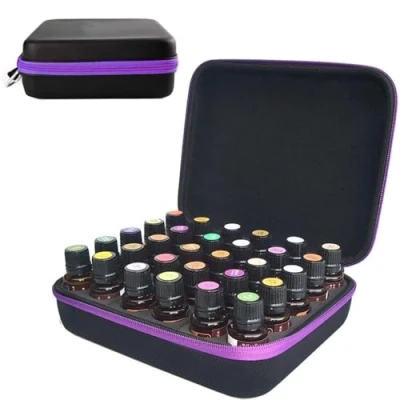 Afbeelding van Oaygat 60 Flessen Essentiële Olie Opbergkoffer Reizen en Accessoire Draagtas Waterdichte Hard Shell Tas EVA Nagellak Opbergtas Opbergdoos Foam Insert Organizer Tote, Paars, 30