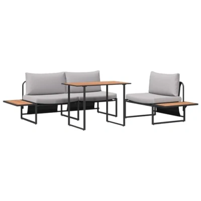 Afbeelding van vidaXL Buiten Sofa Set van 3 Lichtgrijs Gepoedercoat staal