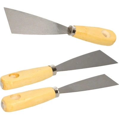 Afbeelding van Bruder Mannesmann Plamuurmessen set 3 delig 40 mm 50 60 staal hout