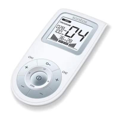 Afbeelding van Sanitas SEM 43 TENS/EMS/Massage apparaat 3 in 1 Pijntherapie (TENS) &amp; Spierstimulatie (EMS) 4 Elektroden Verwarmingsfunctie Timer 6 Programma&#039;s 44 Toepassingen Incl. batterijen 2 Jaar garantie