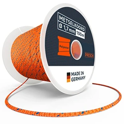 Afbeelding van Presch Metselkoord 100m ⌀1,7mm Polyester Scheurvast, weerbestendig richtkoord met spoel Knoopvast bouwkoord Extreem duurzaam en hoge kwaliteit