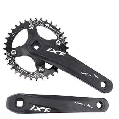 Afbeelding van ZTZ Mountainbike 170mm vierkant crankstel met 104 BCD 32/34/36/38T kettingblad, aluminiumlegering MTB crank ronde kettingblad en crank, fit Shimano, SRAM, FSA (zwart, 32T)