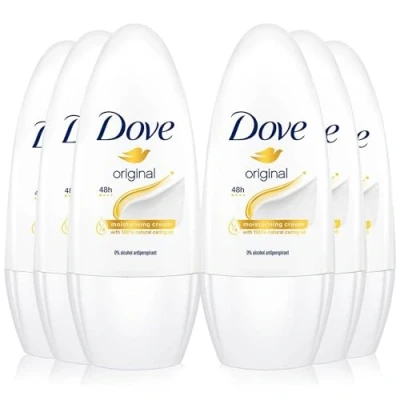 Afbeelding van 6 pack DOVE Deodorant &quot;Original 100% Natural Caring Oil&quot; Roll on 50ml