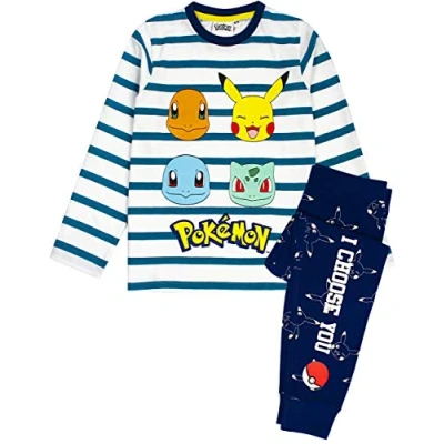 Afbeelding van Pokemon Pyjama Pikachu personages Kinderen Gestreepte T shirt &amp; Broek 11 12 jaar