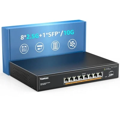 Afbeelding van YuanLey 9 poorts 2.5G PoE Switch: Snelle en betrouwbare netwerkconnectiviteit voor uw apparaten