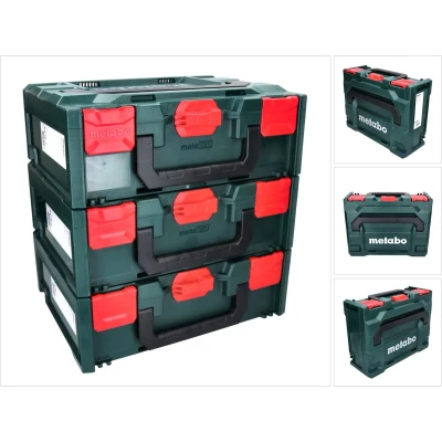 Afbeelding van Metabo metaBOX 145 Set 3x Systeem Gereedschapskoffer Stapelbaar 396 x 296 mm + Universele Inlay