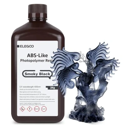 Afbeelding van ELEGOO 405nm ABS achtige hars, LCD UV Rapid Resin hoge precisie, niet broos, giftig voor LCD/DLP 3D printer, fotopolymeerhars, 2 kg, rookzwart