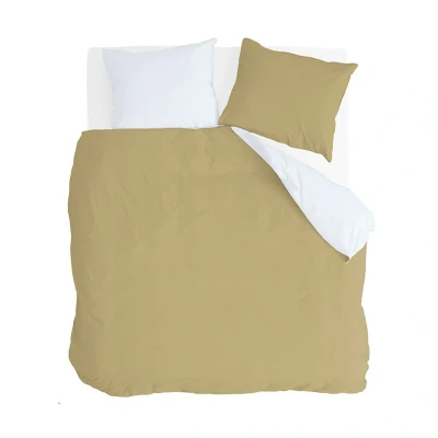 Afbeelding van Dekbedovertrekken Byrklund Side Way Okergeel / Wit Katoen 200 x 220 cm 2 Persoons