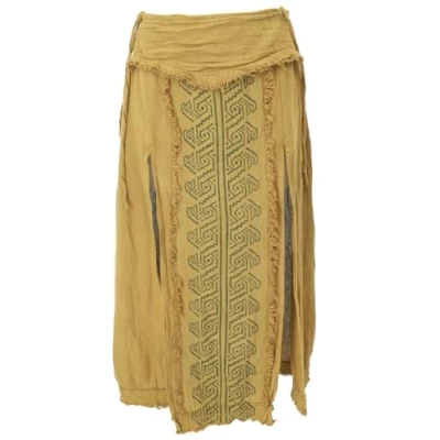 Afbeelding van GURU SHOP Lange panelrok, open zomerrok, etnostyle rok, dames, bruin, katoen, maat: 38, curry, 38