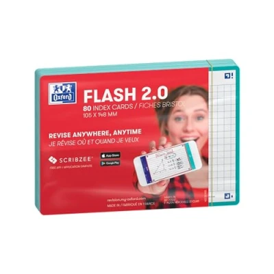 Afbeelding van Oxford Flash 2.0 Flashcards Geruit 5mm A6 Mint Groene rand 80 stuks