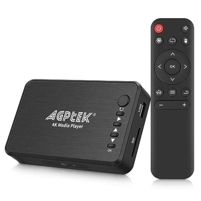 Afbeelding van HDMI Multimediaspeler, AGPTEK 1080P Digitale Mediaspeler Lezen USB drive/SD kaart Met HD HDMI/AV/VGA uitgang voor RMVB/MKV/JPEG enz. afstandsbediening