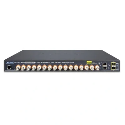 Afbeelding van Planet 16 poorts Coax + 2 10/100/1000T +2 100/1000X SFP Long Reach PoE over Managed (16 Havens), Netwerkschakelaar, Zwart