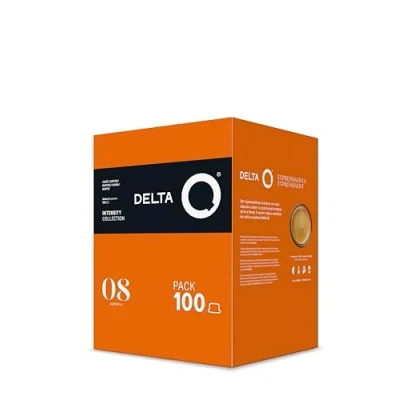 Afbeelding van Delta Q AQtivus Gemalen offiecapsules 100 Capsules Intensiteit 8 Compatibel met koffiezetapparaten Intense Espresso Nootachtige Noten