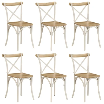 Afbeelding van Kruisstoelen 6 st massief mangohout wit