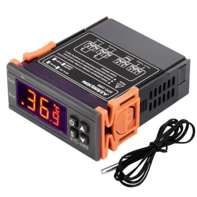 Afbeelding van Aideepen STC 1000 Temperatuurregelaar, DC 12 V, 10 A, Digitale Thermostaat, voor alle doeleinden, temperatuurkalibratie met NTC sensorsonde fermentatieluik, verwarming en koeling