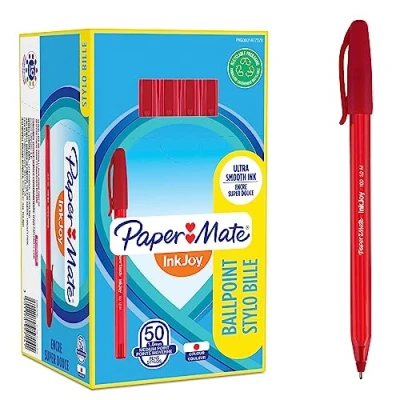 Afbeelding van 50x Paper Mate balpen InkJoy 100 met dop, rood