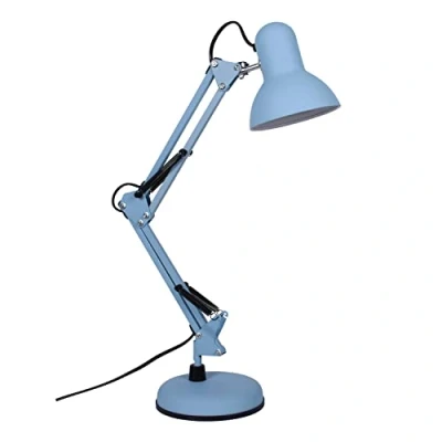 Afbeelding van BEL AIR HOME Antigona Series Flexo LED bureaulamp Vintage Retro Design Energiebesparend Verstelbare Arm, BLAUW/MATTE, Metaal voor Studeren, Werken, Lezen