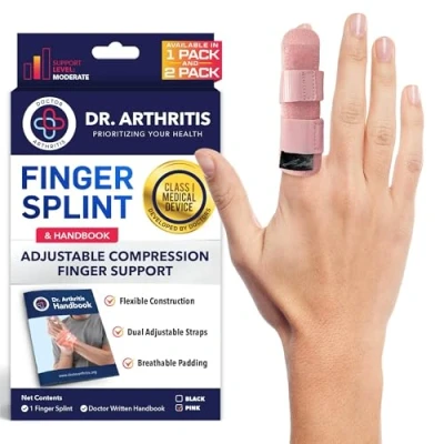 Afbeelding van Medische vingerspalk met gids, voor triggerfinger, artritis &amp; RSI vingerbrace wijs /midden /ring vinger pink (Roze, S/M, Enkel)