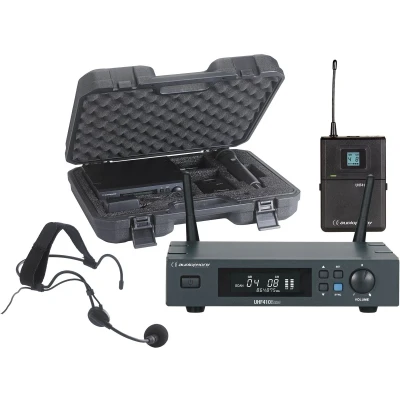 Afbeelding van Audiophony PACK UHF410 Head F5 Set met UHF True Diversity ontvanger, bodypack zender, hoofdband microfoon en transportkoffer 500MHz