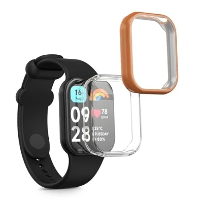 Afbeelding van kwmobile 2x smartwatch hoes geschikt voor Xiaomi Mi Band 8 Pro hoesje Siliconen sporthorloge cover Activity tracker case in transparant / roségoud