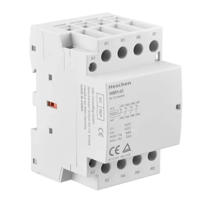 Afbeelding van Heschen Huishoudelijke AC Schakelaar, HSR1 63, 4 Pole Vier Normaal Gesloten, 220V/240V Coil Voltage, 35mm DIN Rail Mount