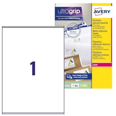 Afbeelding van Avery L7167 15 stuks etiketten kunstdruk laser 99,6 x 289,1 mm wit