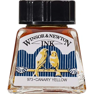 Afbeelding van Winsor &amp; Newton 1005123 Drawink Ink tekeninkt voor kalligrafen, illustratoren, grafici, kunstenaars waterbestendige kleuren, uitstekende transparantie 14ml Fles, Canary Yellow