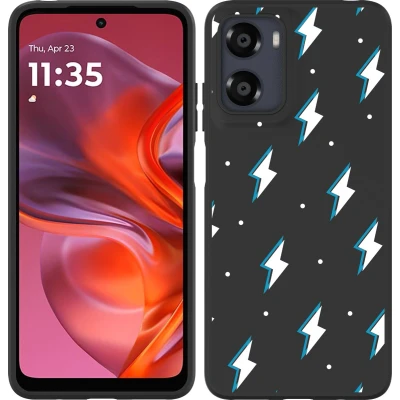 Afbeelding van Cazy Hoesje geschikt voor Motorola Moto G05 Siliconen Zwart Bliksemschichten