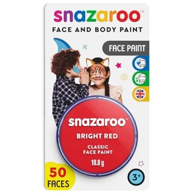 Afbeelding van Snazaroo 1119055 Kinderschmink, huidvriendelijke hypoallergene gezichtsmake up op waterbasis, vrij van parabenen 18ml Blister, Bright Red