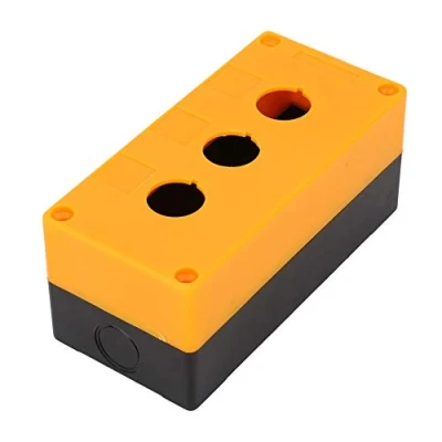 Afbeelding van BX3 22 mm schakelkast, drie gaats drukknopschakelaar controle beschermhoes waterdicht (geel), knoppen en indicatoren