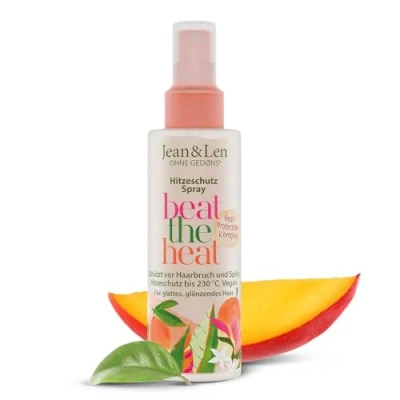 Afbeelding van Jean &amp; Len Beat The Heat Protection Spray met mango geur, lichte consistentie, beschermt het haar tegen schade door hitte tot 230 C, Spray, zonder parabenen en siliconen,