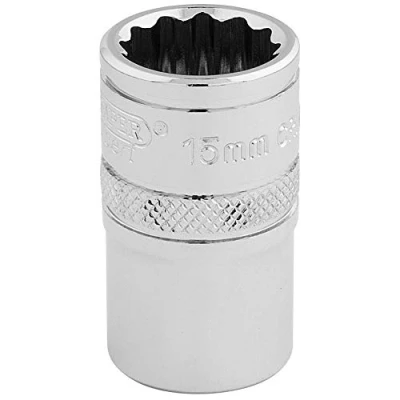 Afbeelding van Draper 33136 1/2&quot; Square Drive 12 punts socket, 15mm maat, blauw