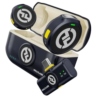 Afbeelding van Hollyland Lark M2 draadloze lavalier microfoon compatibel met Android telefoons, iPhone 15, 300 m transmissiebereik, hifi audio, ruisonderdrukking, 30 uur batterijduur, reversmicrofoon voor livestream
