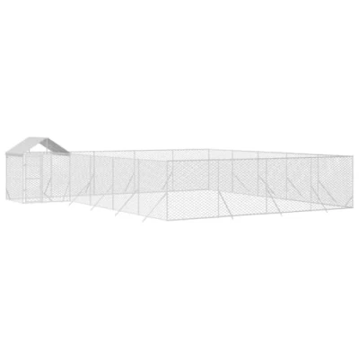 Afbeelding van vidaXL Hondenkennel met dak 10x8x2,5 m gegalvaniseerd staal zilver