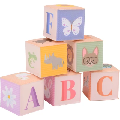 Afbeelding van Happy World zachte blokken kleuren 6 stuks in doos.