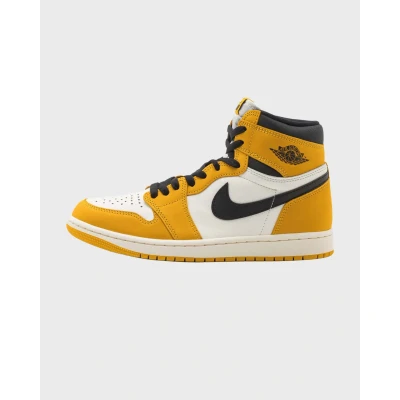Afbeelding van Jordan AIR 1 Retro Unisex Sneakers hoog, Maat: 38.5, Yellow ochre/black/sail Leer en textiel
