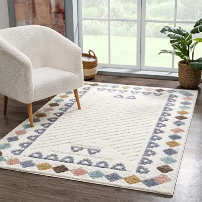 Afbeelding van Carpet City Hoogpolig vloerkleed Focus 3034 Boho met randdessin, multicolour, bijzonder zacht, 3D effect