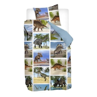 Afbeelding van Snoozing Dinosaur Flanel Dekbedovertrek Junior 120x150 cm + 1 kussensloop 60x70 Multi kleur