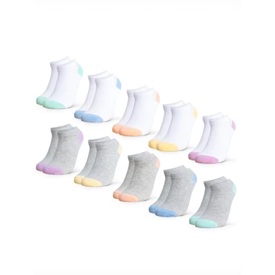 Afbeelding van Occulto meisjes &amp; jongens sneaker sokken pak van 10 (model: Piccolo) Wit Grijs 27 30