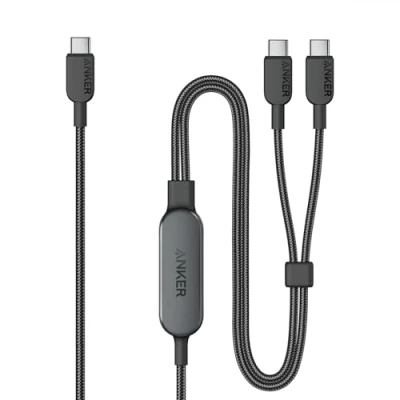 Afbeelding van Anker USB C naar kabel, 140 W Max 2 in 1 kabel 1,8 m, voor iPhone 16/16 Pro/16 Pro Max/16 Plus/15 serie, Galaxy S24/S23, MacBook Air/Pro, Lenovo, HP, iPad en meer (USB 2.0, gevlochten