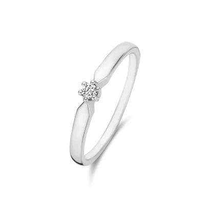 Afbeelding van Isabel Bernard DE LA PAIX Emily White GOLD 14 CT, Diamond 0.05 CT Ring, Dames, Maat: 58, Weißgold