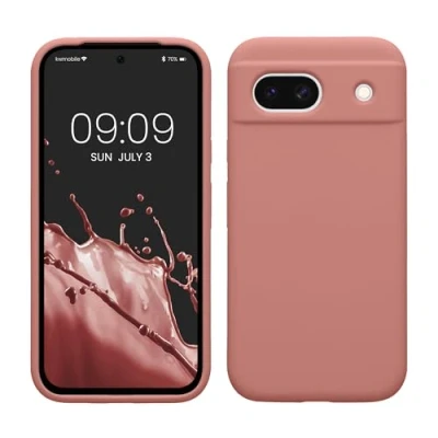 Afbeelding van kwmobile telefoonhoesje geschikt voor Google Pixel 8a Hoesje met siliconen coating Smartphone case in winter roze