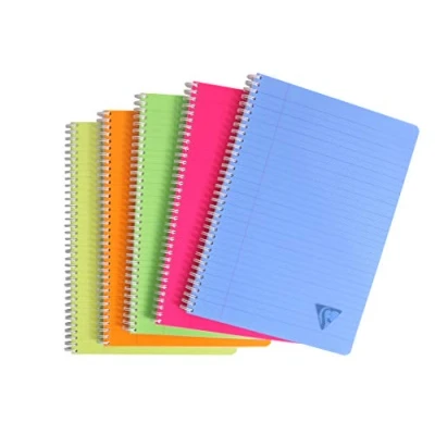 Afbeelding van Clairefontaine 328145C Linicolor Fresh Collection A spiraalvormig notitieboek A4 21x29,7 cm 100 pagina&#039;s met marge wit papier 90 g transparante polypro omslag willekeurige kleur, 1 stuk