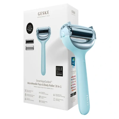 Afbeelding van Geske Microneedle FACE BODY Roller 8 IN 1 Smartappguided Huidverzorgingstool, Maat: One Size, Turquoise